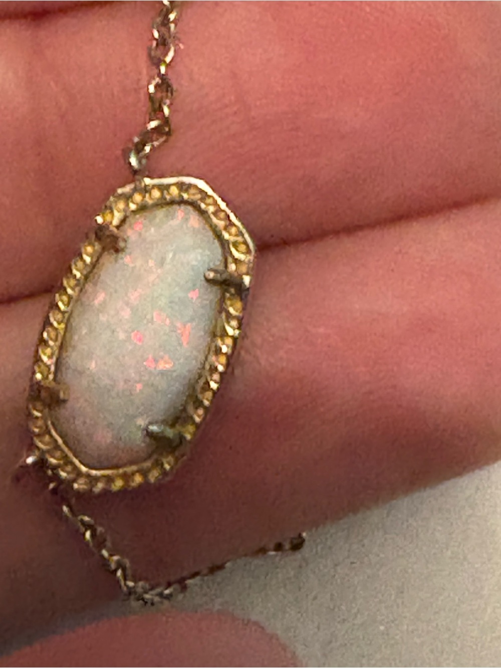 Kendra Scott White Opal Necklace in Gold
